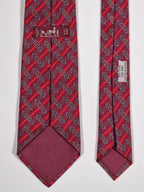 000984 Hermès tie red equestrian pattern 984 SA