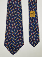 Hermès silk tie blue tennis pattern 985 SA