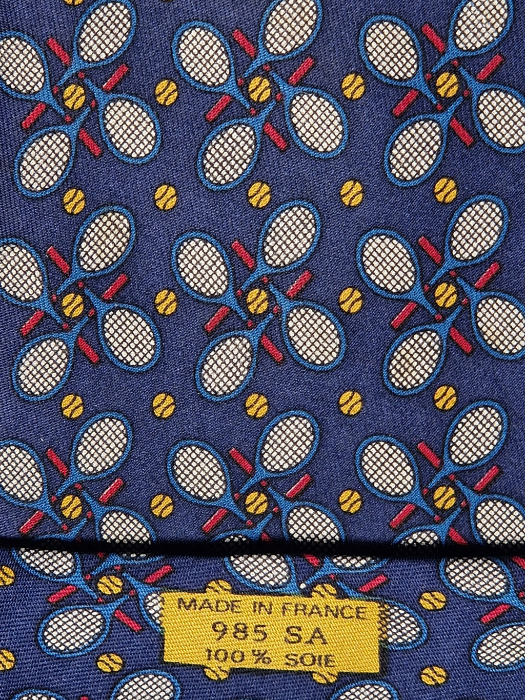 Hermès silk tie blue tennis pattern 985 SA