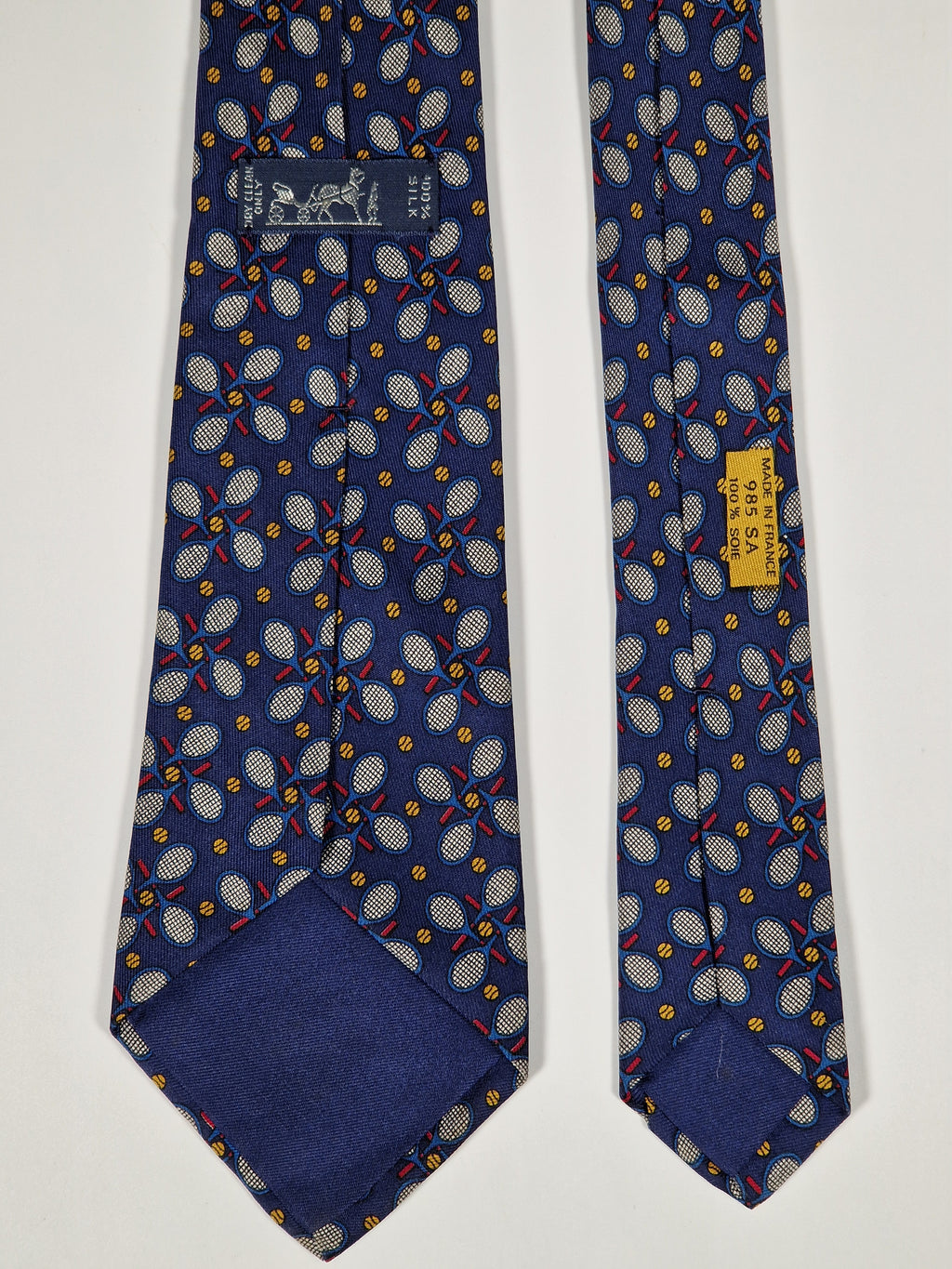 Hermès silk tie blue tennis pattern 985 SA