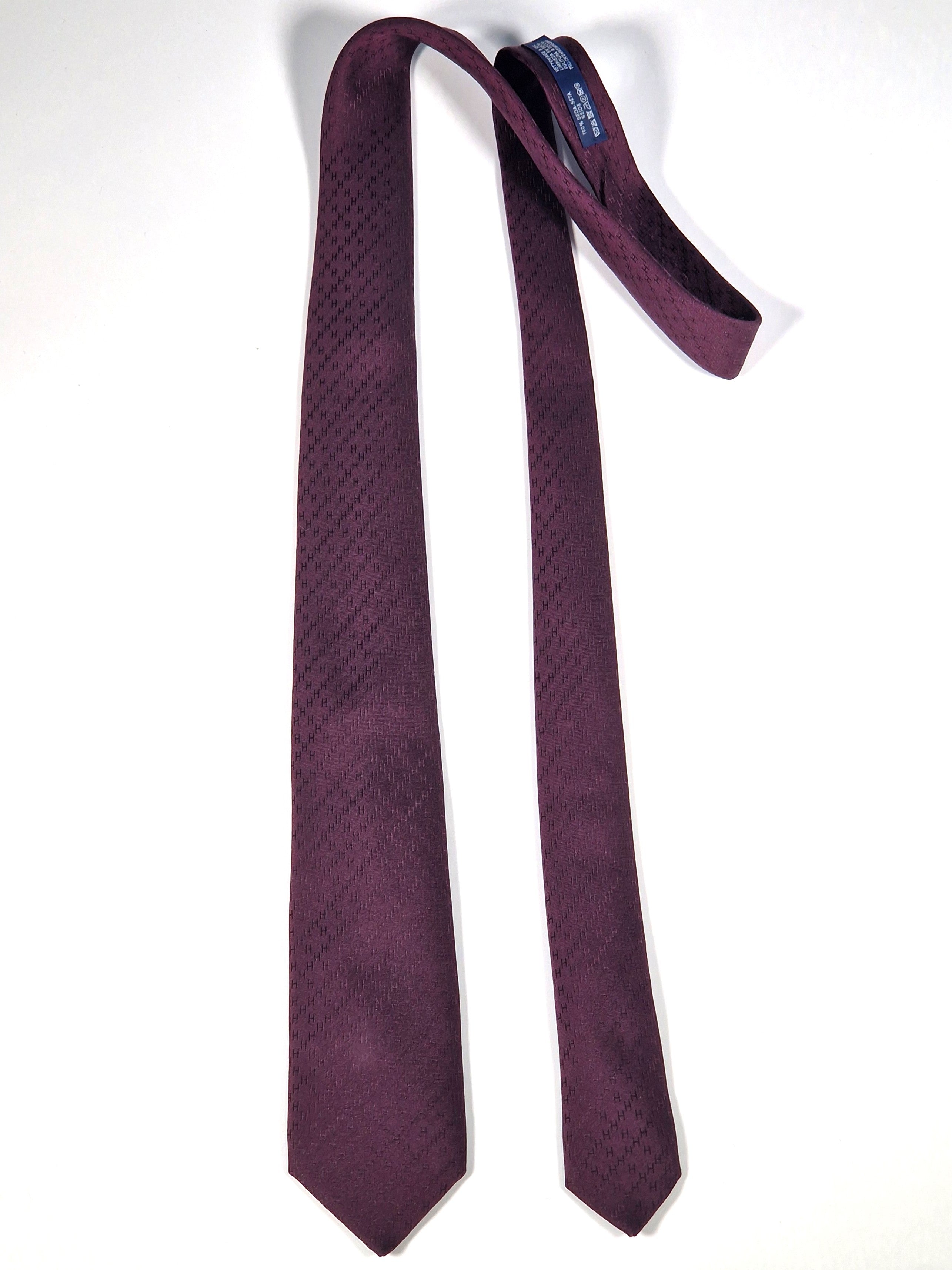 Hermès silk tie burgundy Faconnee New H
