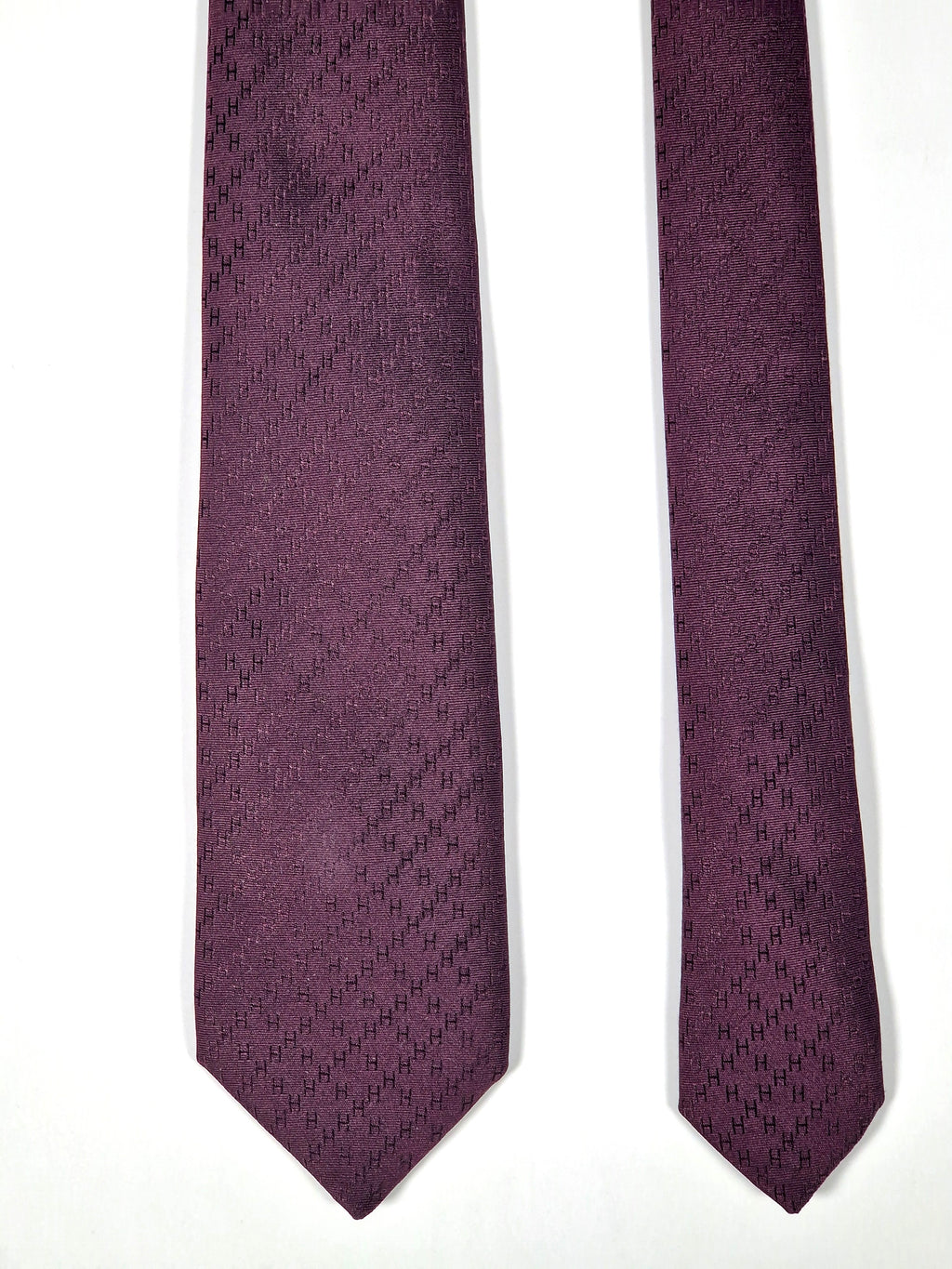 Hermès silk tie burgundy Faconnee New H
