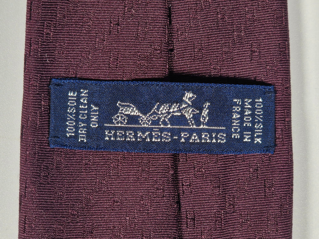 Hermès silk tie burgundy Faconnee New H