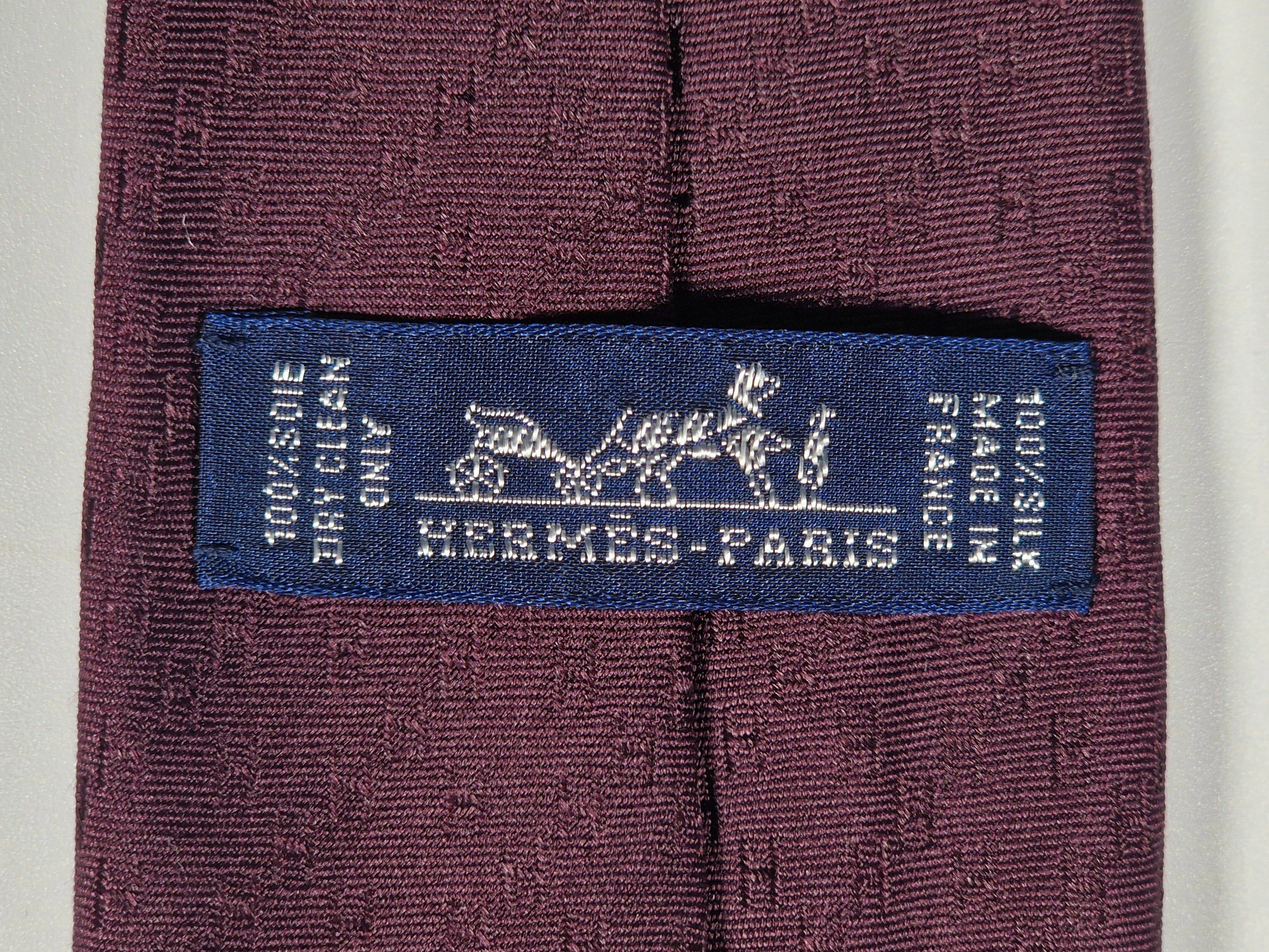 Hermès silk tie burgundy Faconnee New H
