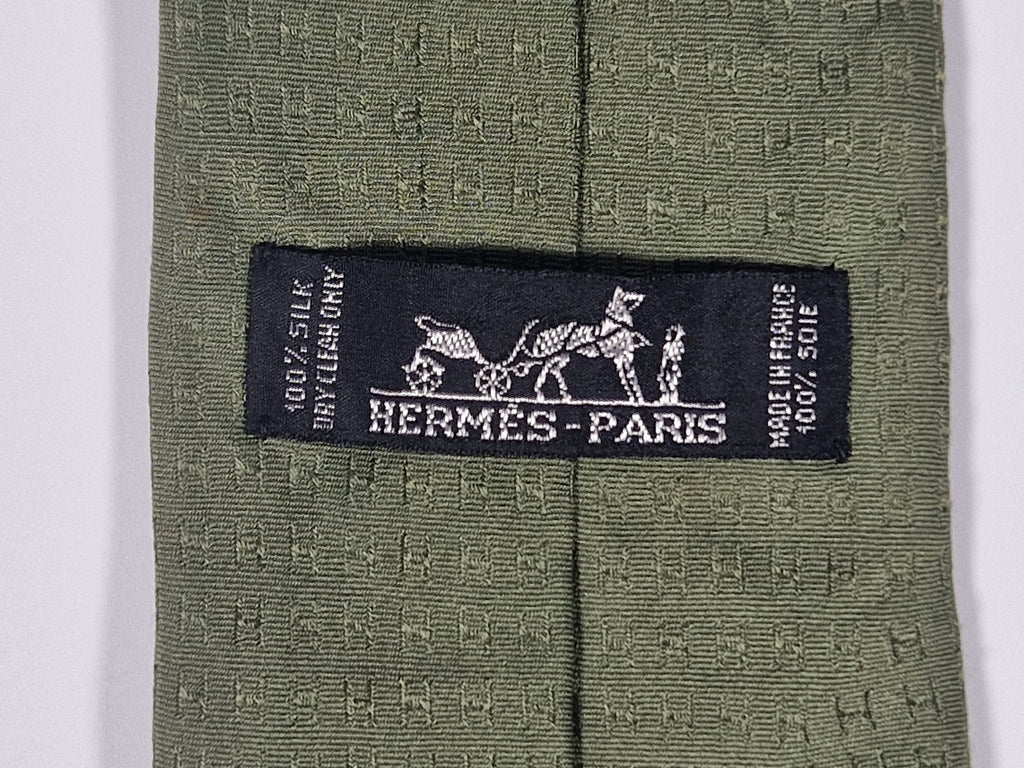 Hermés Green Faconnee H Tie