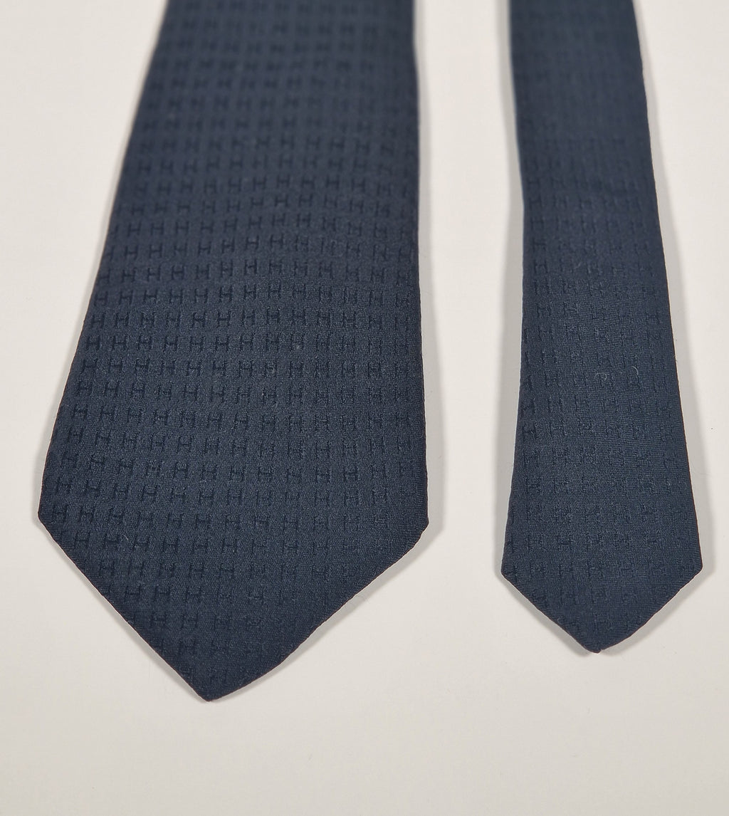 Hermés Black Faconnee H Tie