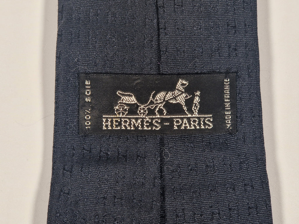 Hermés Black Faconnee H Tie