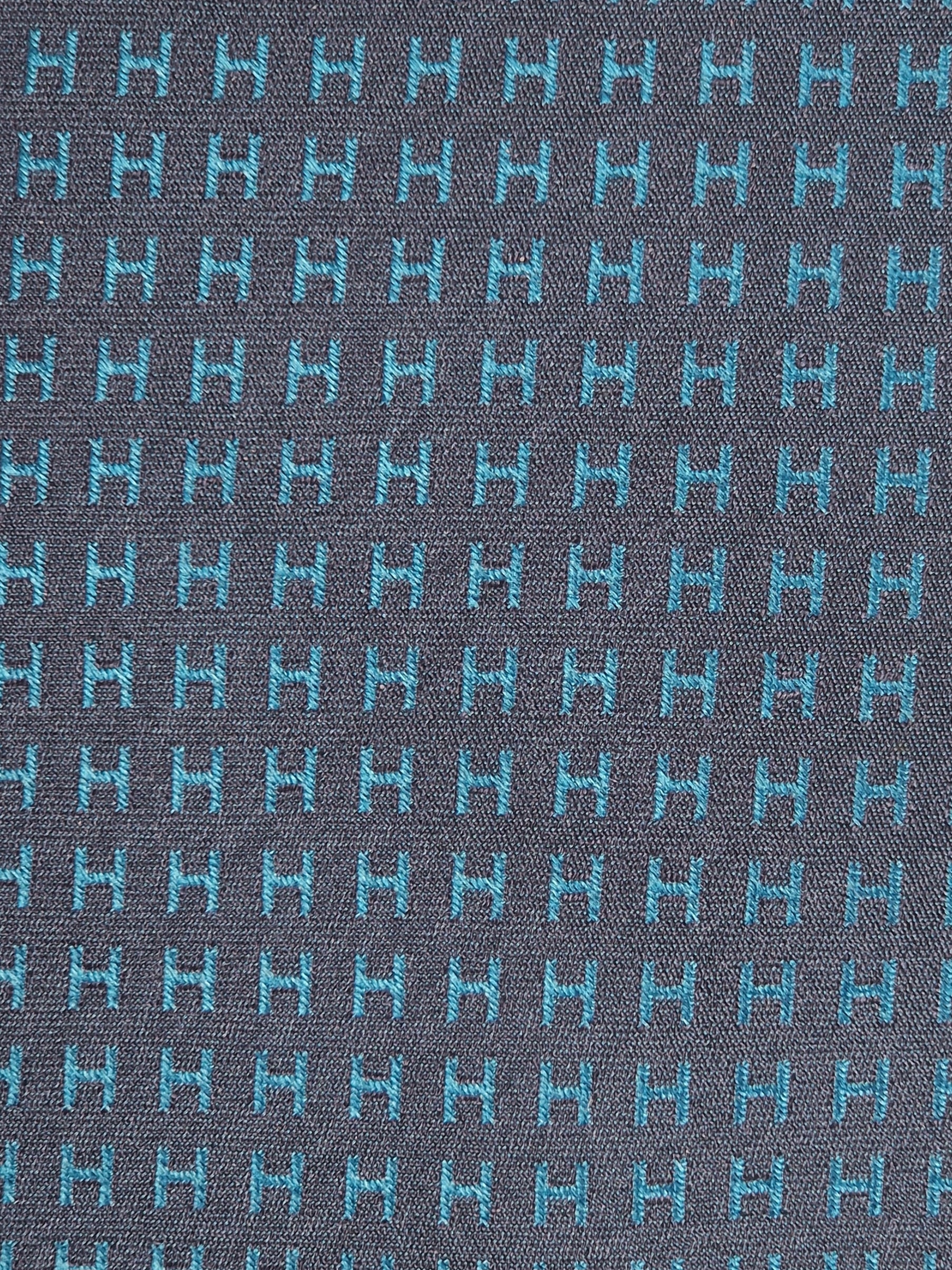 Hermés Blue metallic Faconnee H Tie