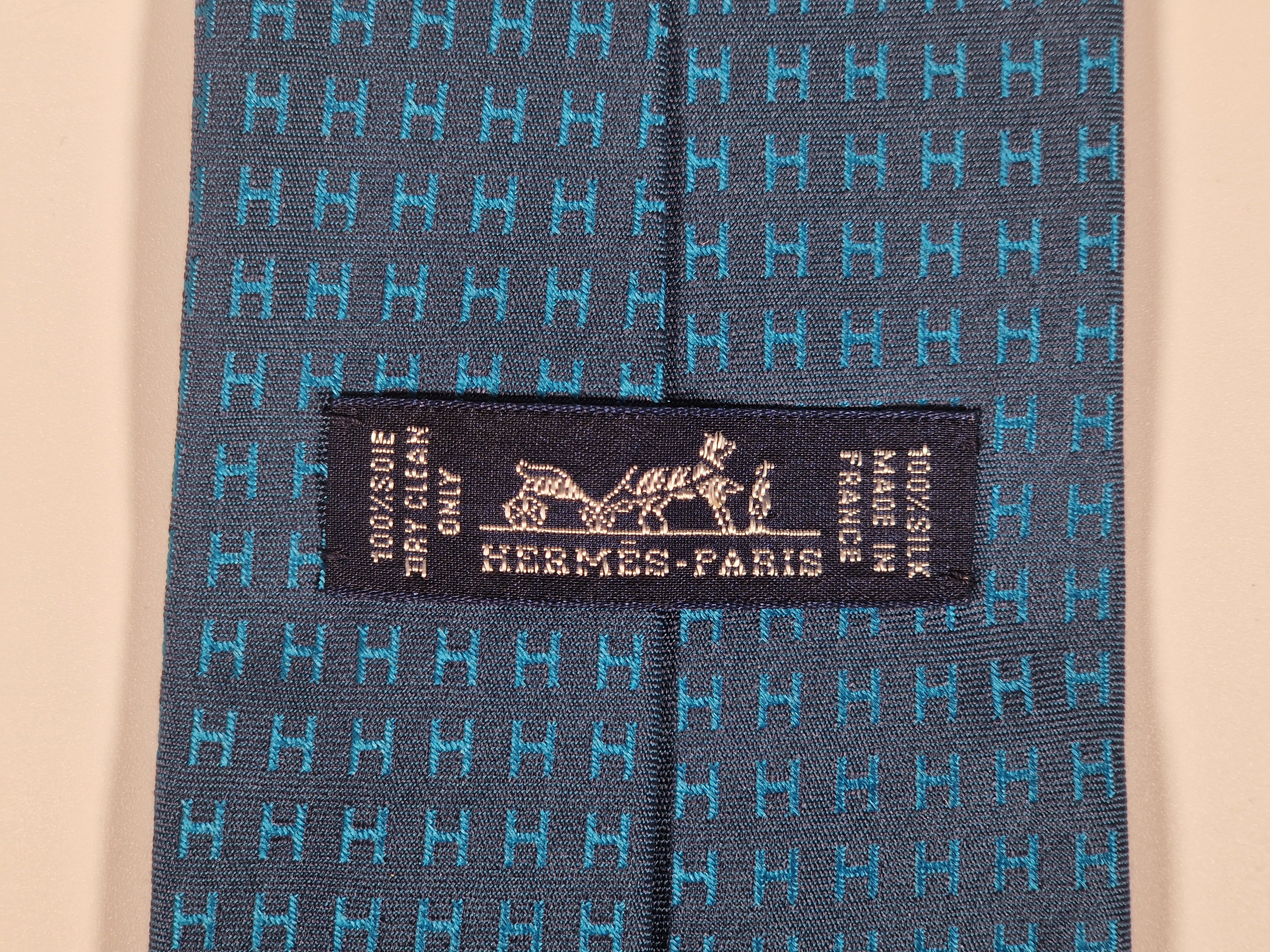 Hermés Blue metallic Faconnee H Tie