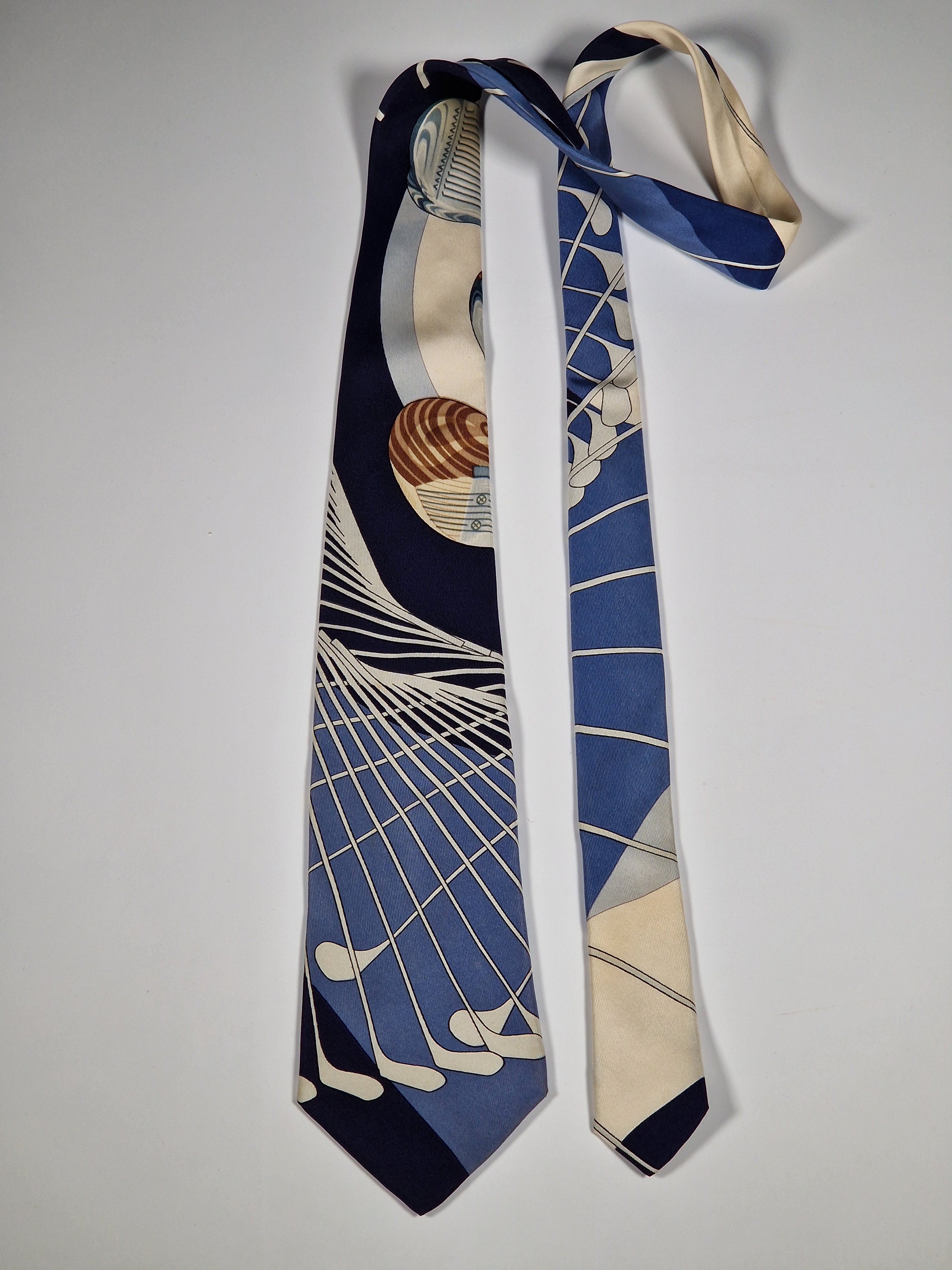 Vintage Hermès silk tie Golf pattern No Code