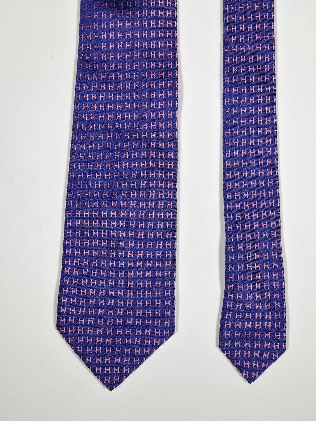 Hermès silk tie purple and pink jaquard Facconee No Code