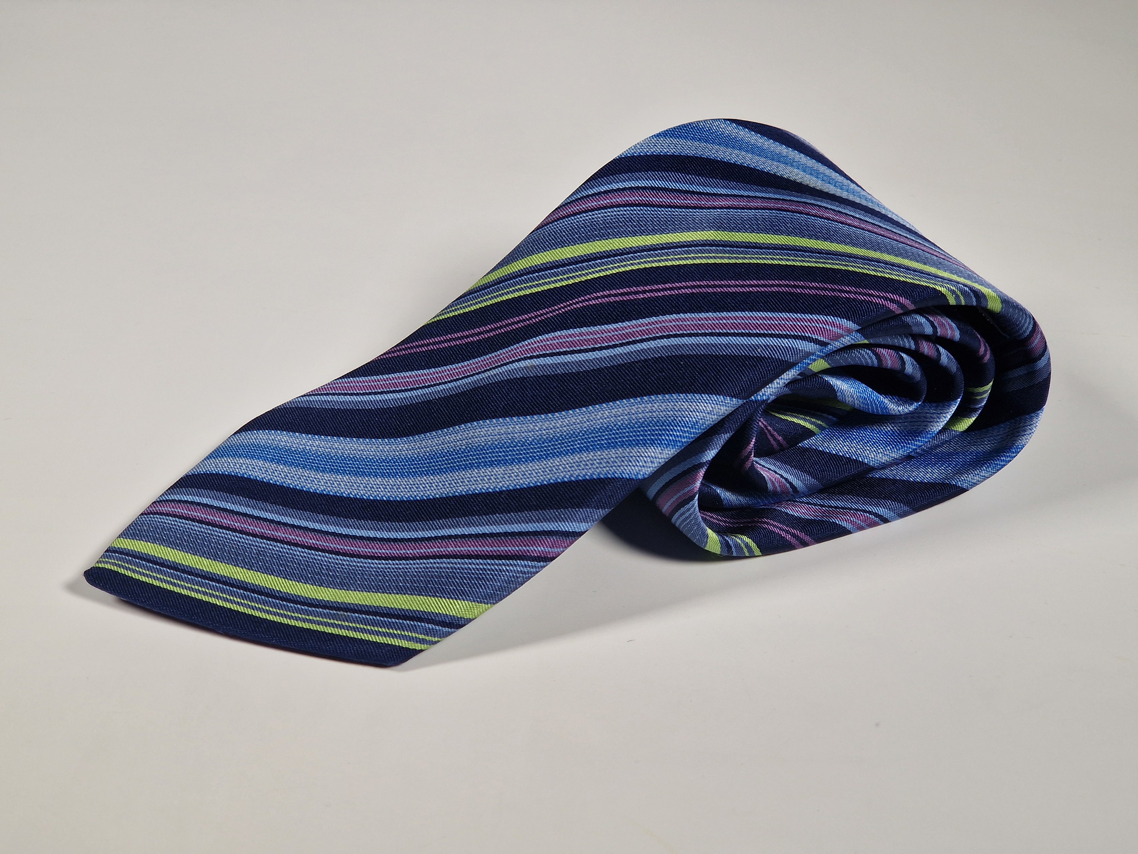 Hermès silk tie blue multicolor striped Hermès No Code tie blue