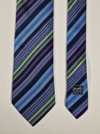Hermès silk tie blue multicolor striped Hermès No Code tie blue