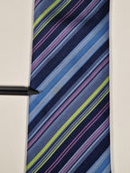 Hermès silk tie blue multicolor striped Hermès No Code tie blue