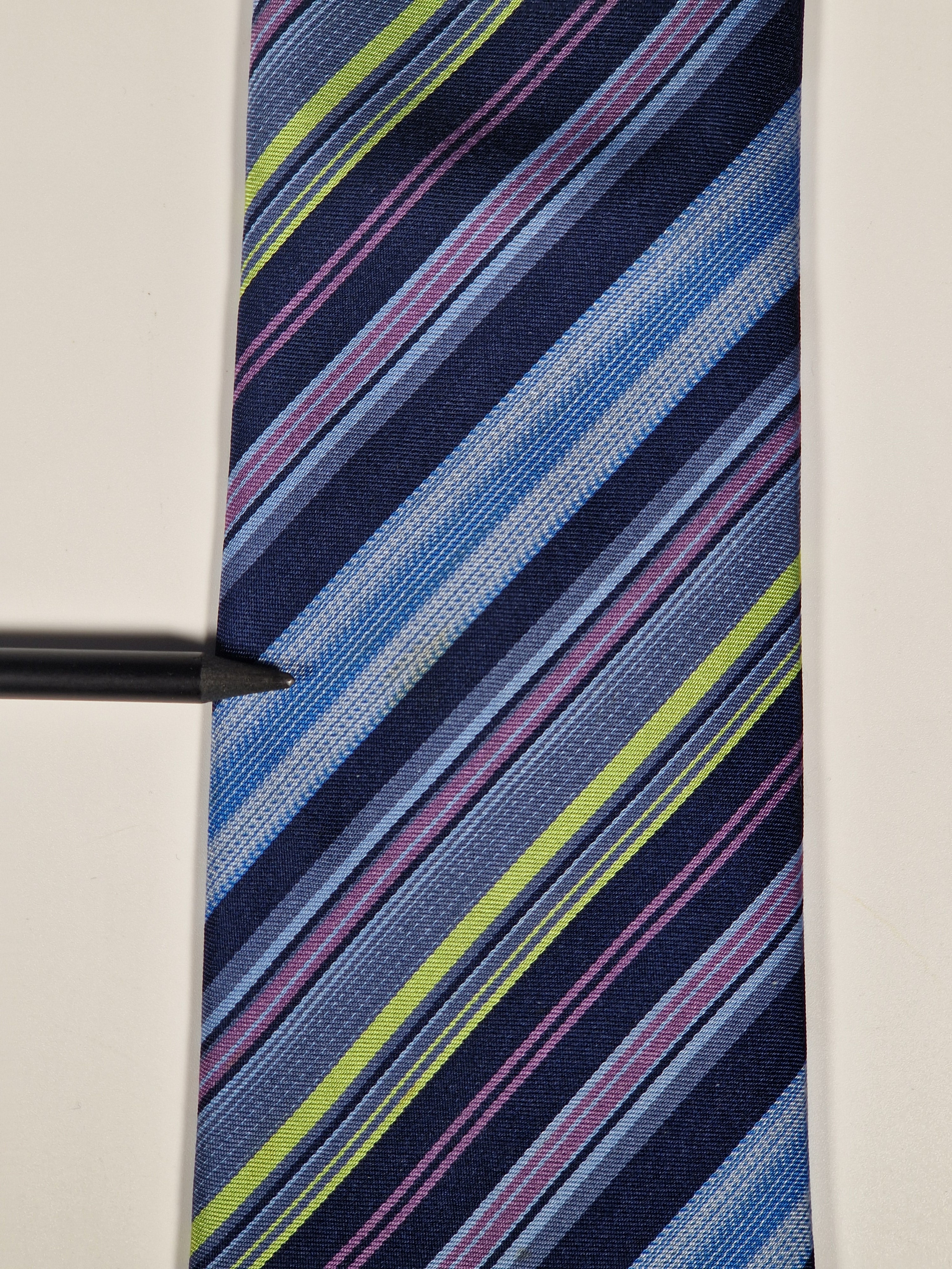 Hermès silk tie blue multicolor striped Hermès No Code tie blue