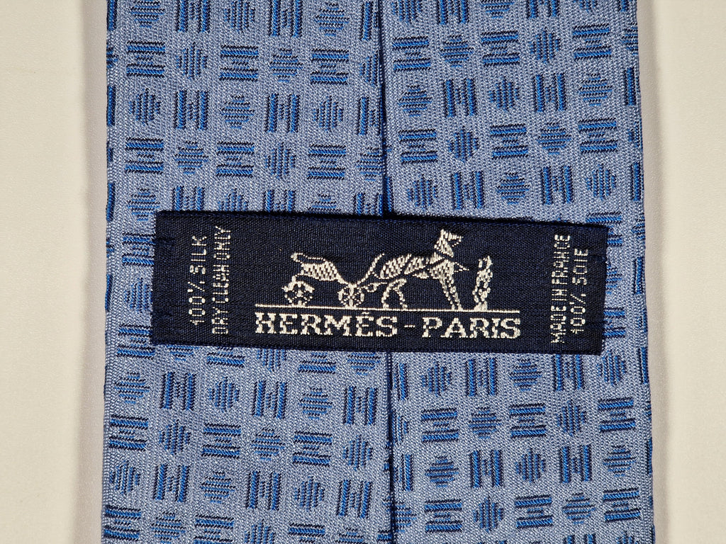 Hermès jaquard silk tie blue H pattern No Code