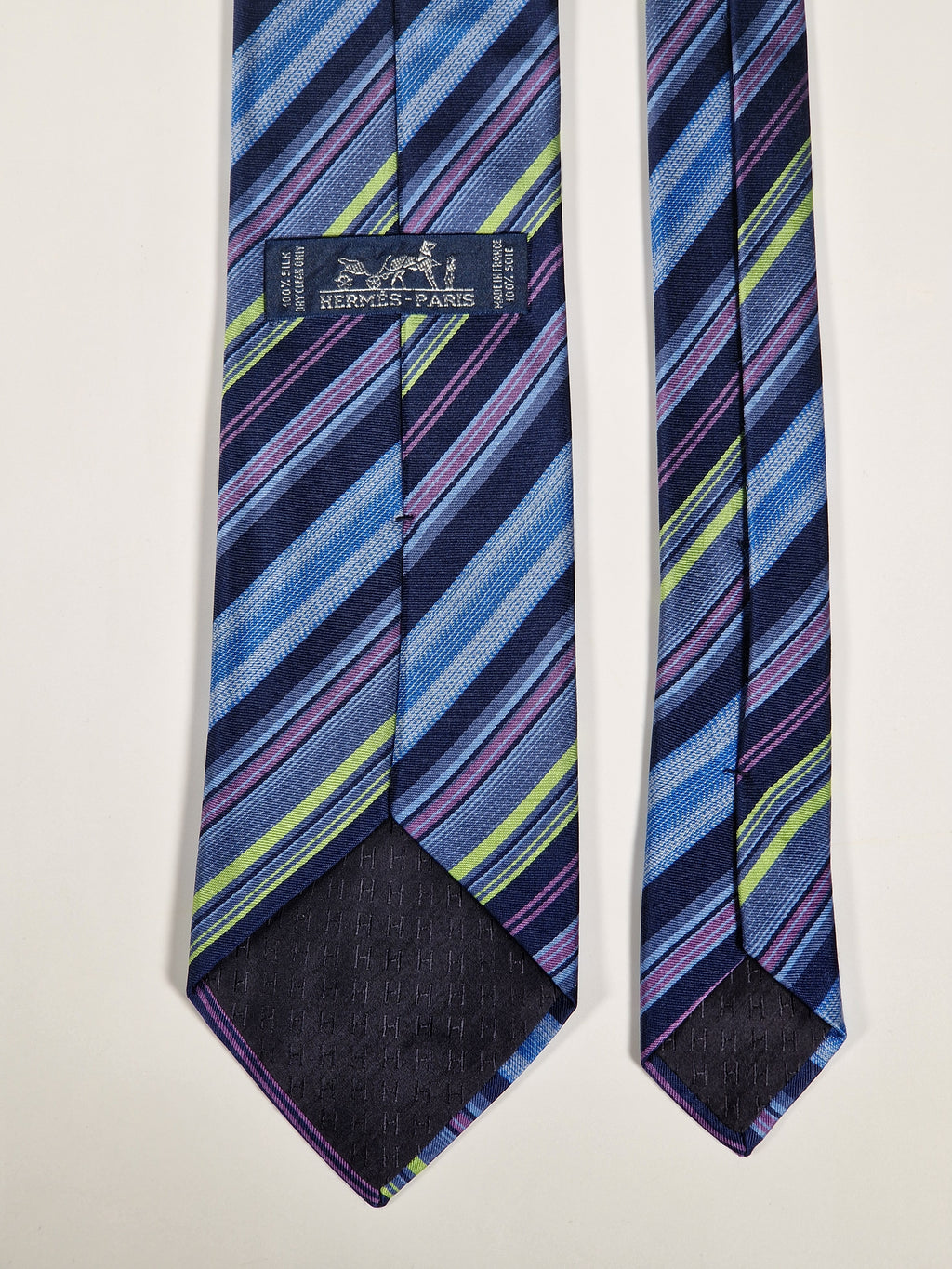Hermès silk tie blue multicolor striped Hermès No Code tie blue