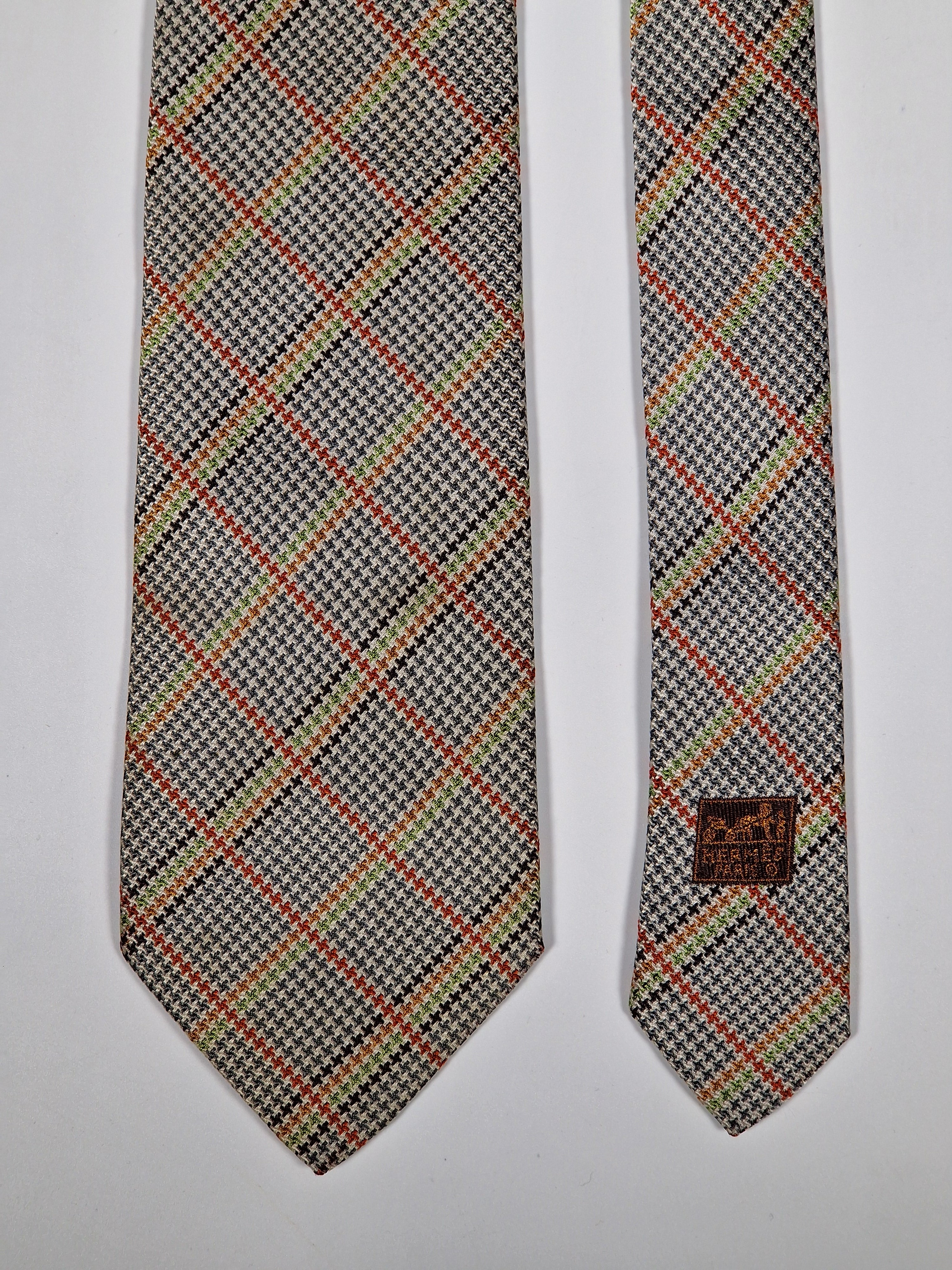 Hermès jaquard silk tie multicolor checker pattern No Code