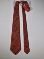 Vintage Hermès jaquard silk tie orange striped Hermès No Code tie red