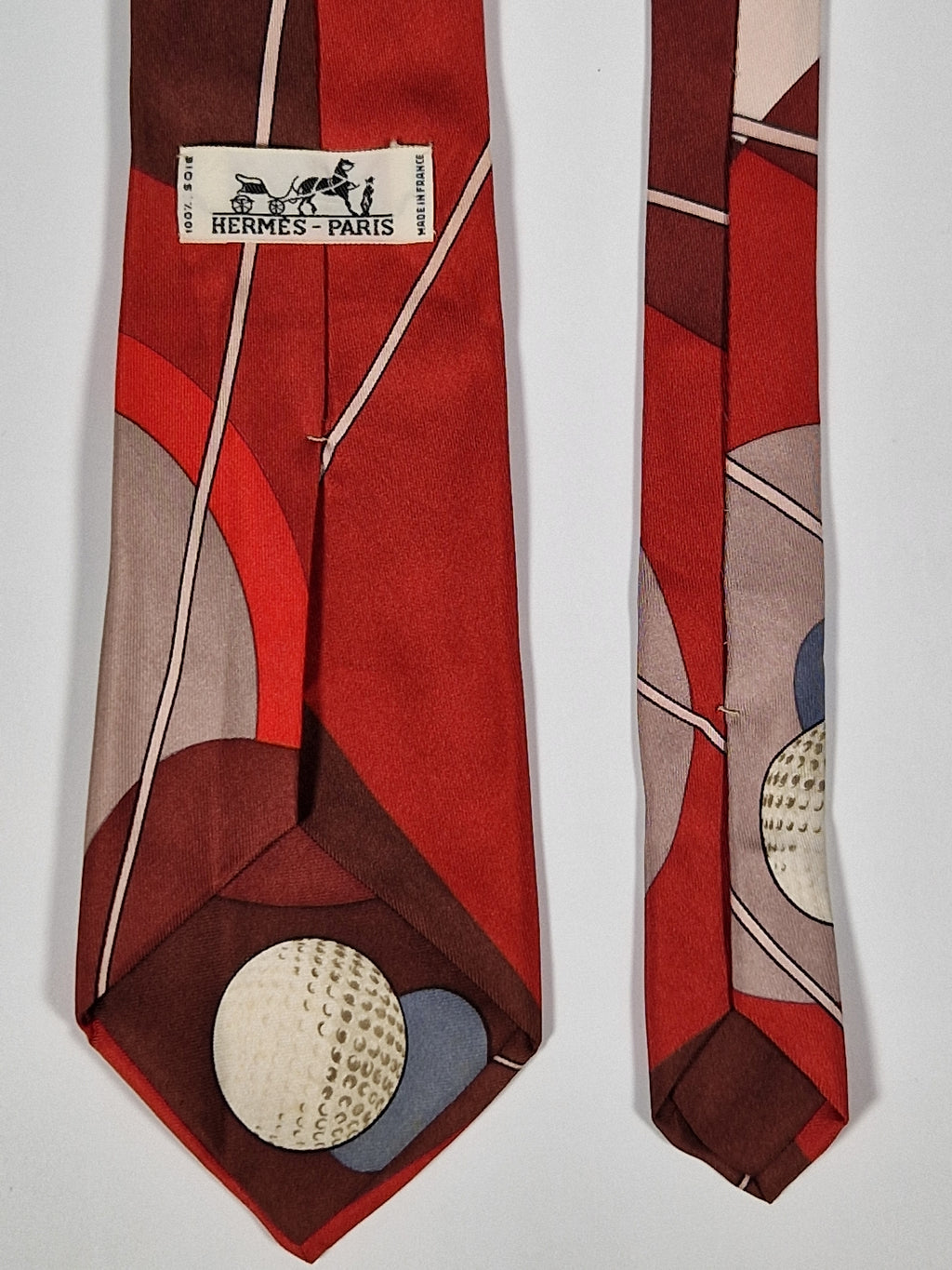 Hermès silk tie red golf scarf pattern No Code