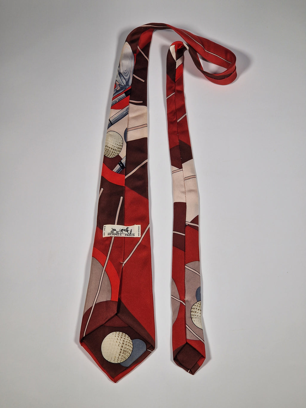 Hermès silk tie red golf scarf pattern No Code