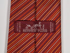 Vintage Hermès jaquard silk tie orange striped Hermès No Code tie red