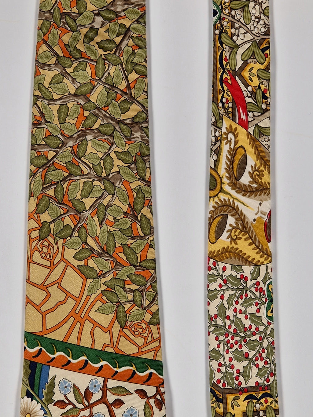 Hermès silk tie flowers trees and rainbow Hermès No Cod tie