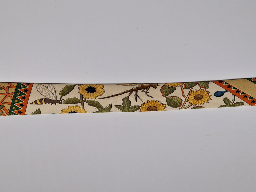 Hermès silk tie flowers trees and rainbow Hermès No Cod tie