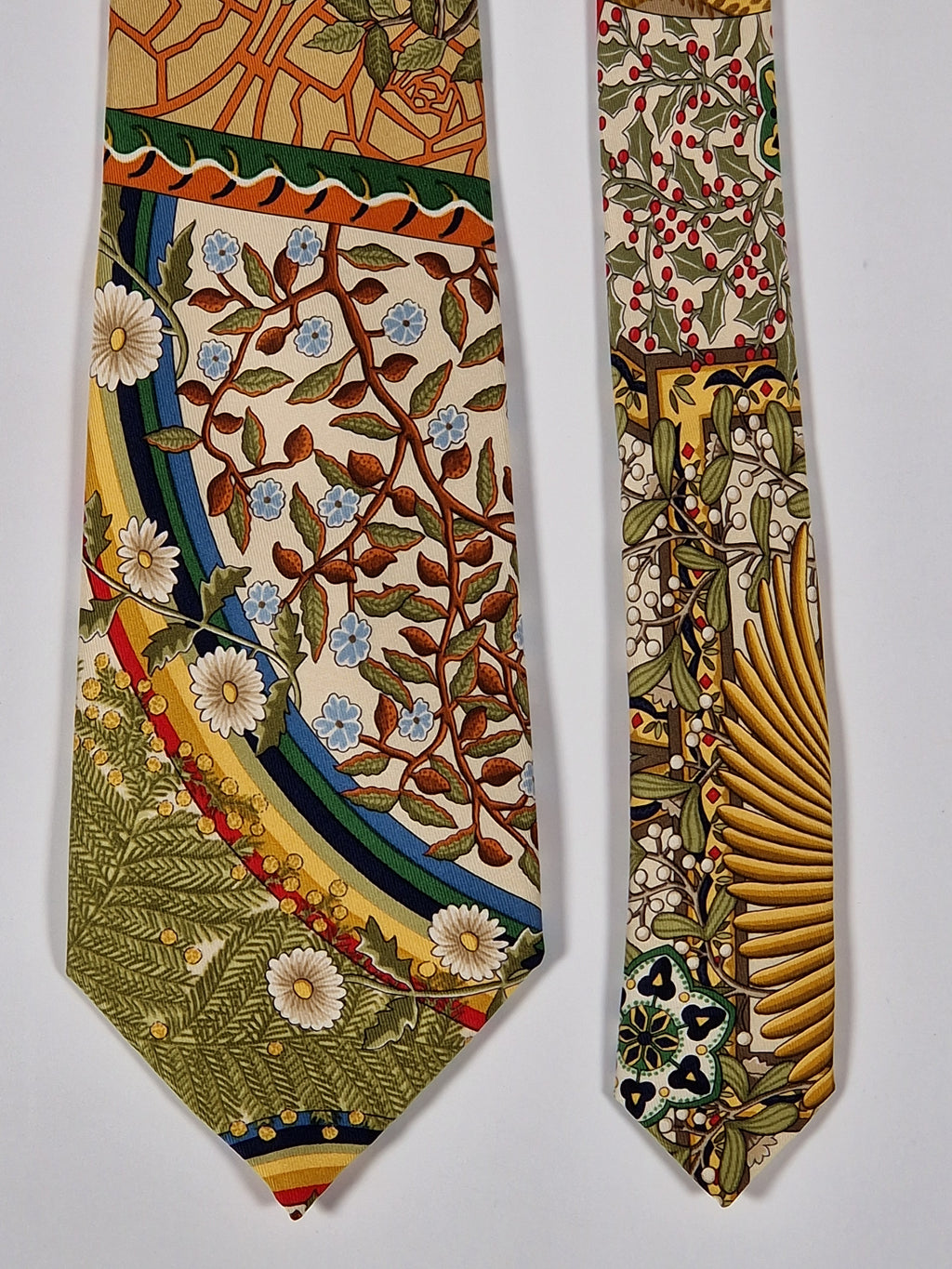 Hermès silk tie flowers trees and rainbow Hermès No Cod tie