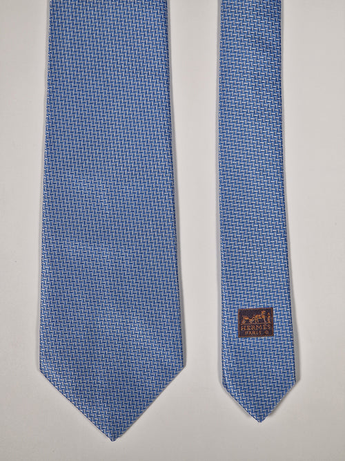 000000 Hermès silk tie blue geometrical pattern No code