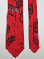Scarf No code tie red Equestrian patter Hermés Tie with box