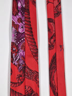 Scarf No code tie red Equestrian patter Hermés Tie with box