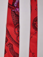 Scarf No code tie red Equestrian patter Hermés Tie with box