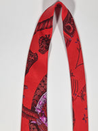 Scarf No code tie red Equestrian patter Hermés Tie with box