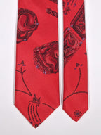 Scarf No code tie red Equestrian patter Hermés Tie with box
