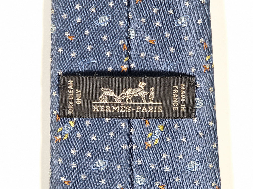 Hermés jaquard silk ties Spaceship, astronaut and ufo 336120 T