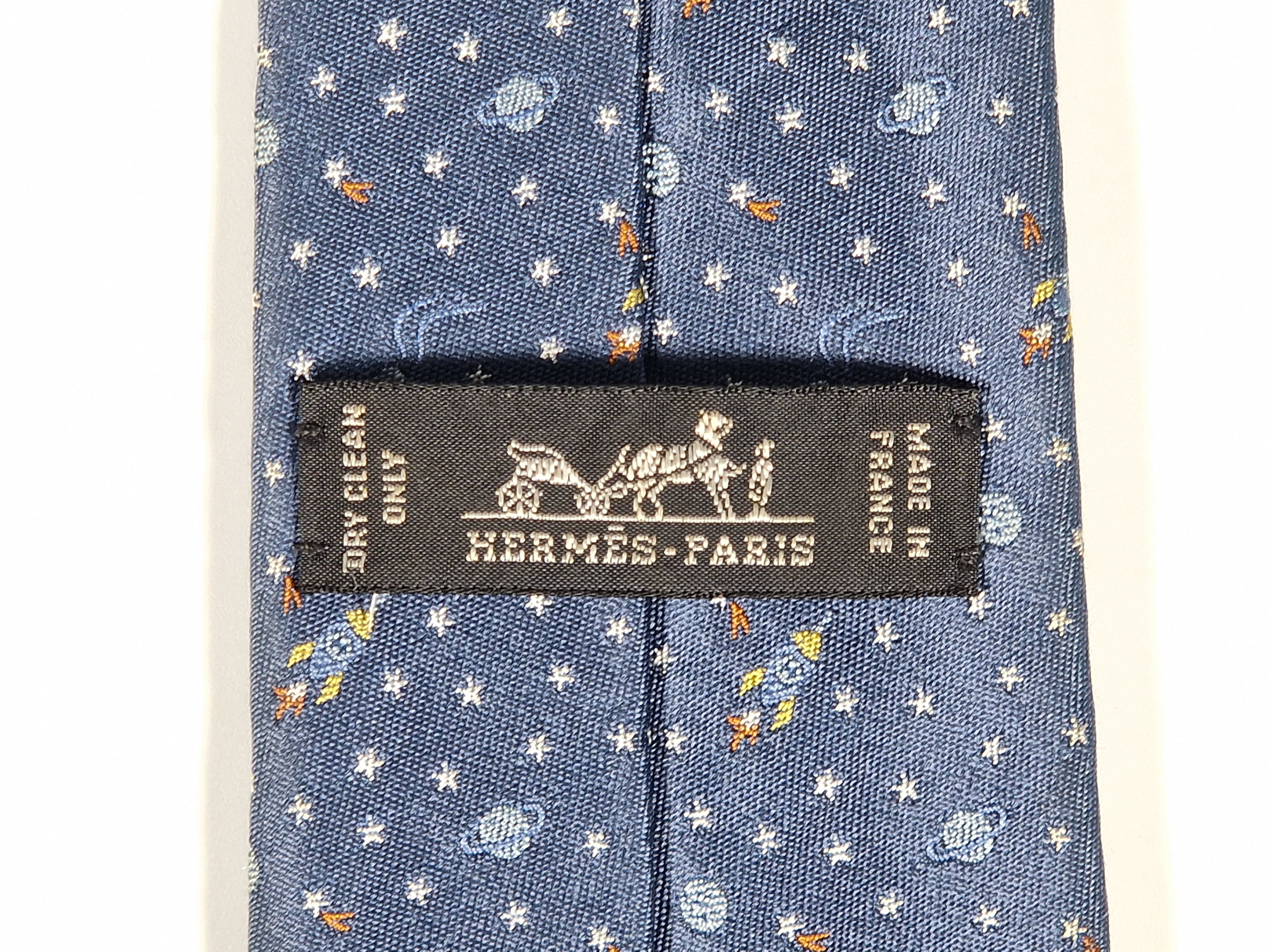 Hermés jaquard silk ties Spaceship, astronaut and ufo 336120 T