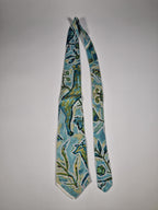 Hermès vintage silk blue mosaic scarf pattern tie no code