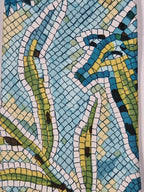 Hermès vintage silk blue mosaic scarf pattern tie no code