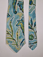 Hermès vintage silk blue mosaic scarf pattern tie no code
