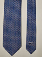 Hermès jaquard silk tie blue H pattern no code