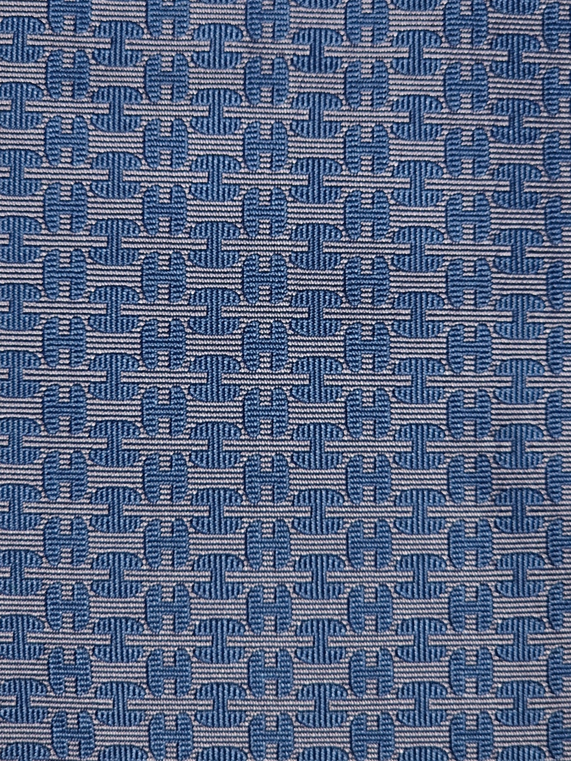 Hermès jaquard silk tie blue H pattern no code
