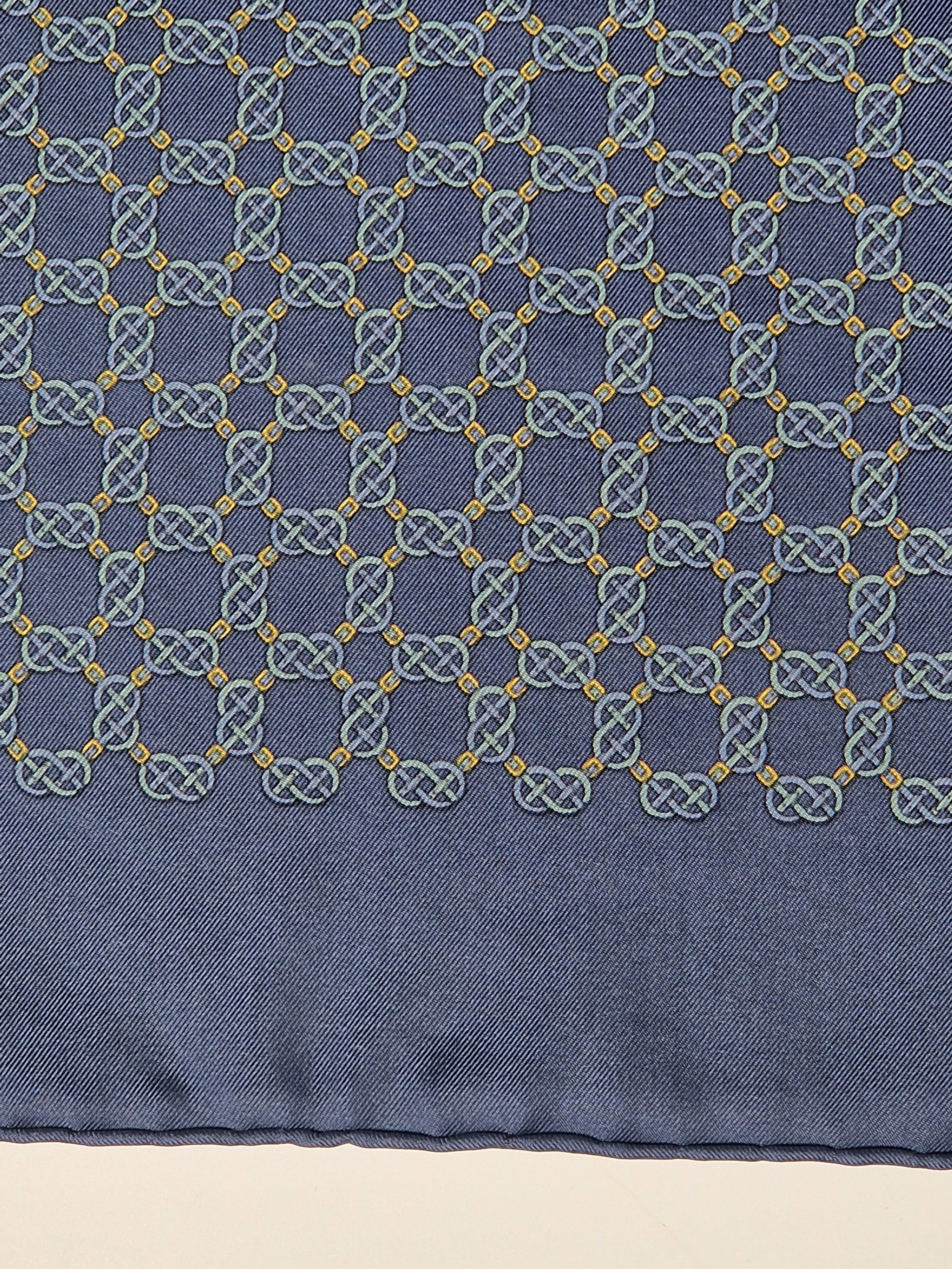 Hermes petit carrè 40 silk blue belt pattern