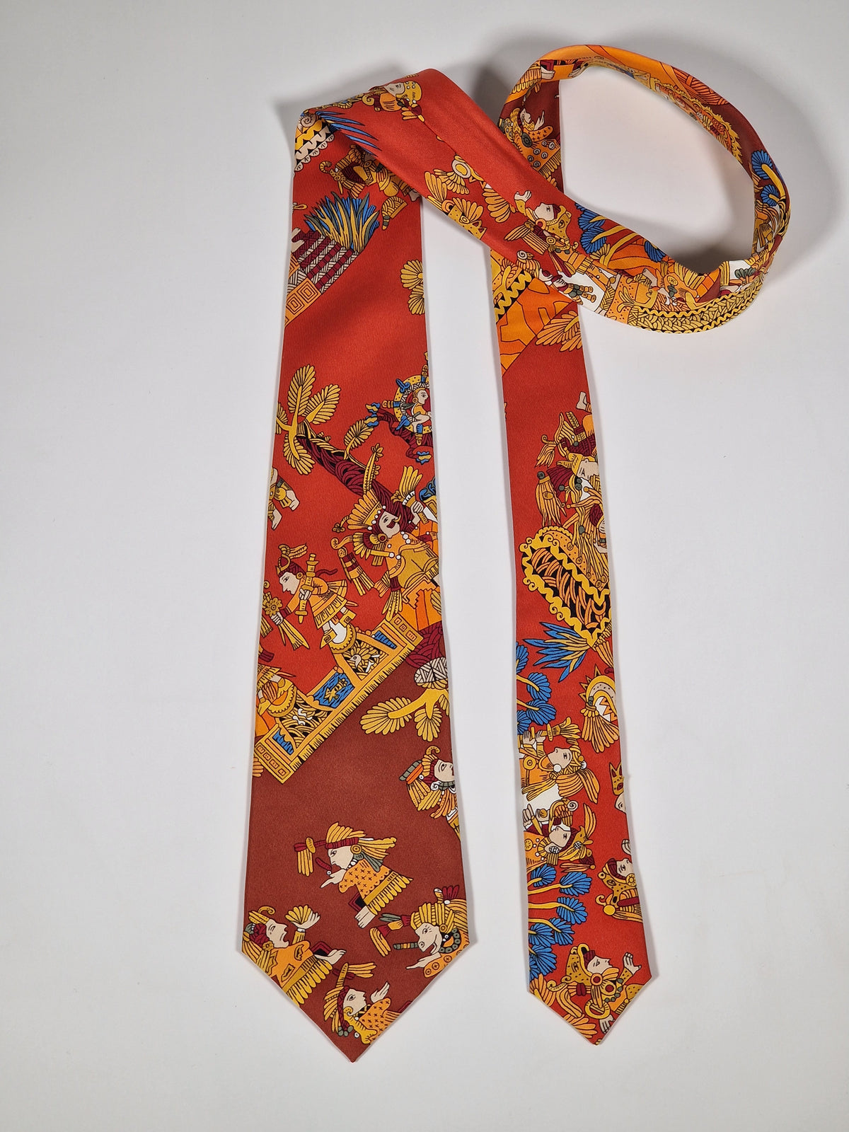 Scarf no code Hermès tie red ethnical pattern