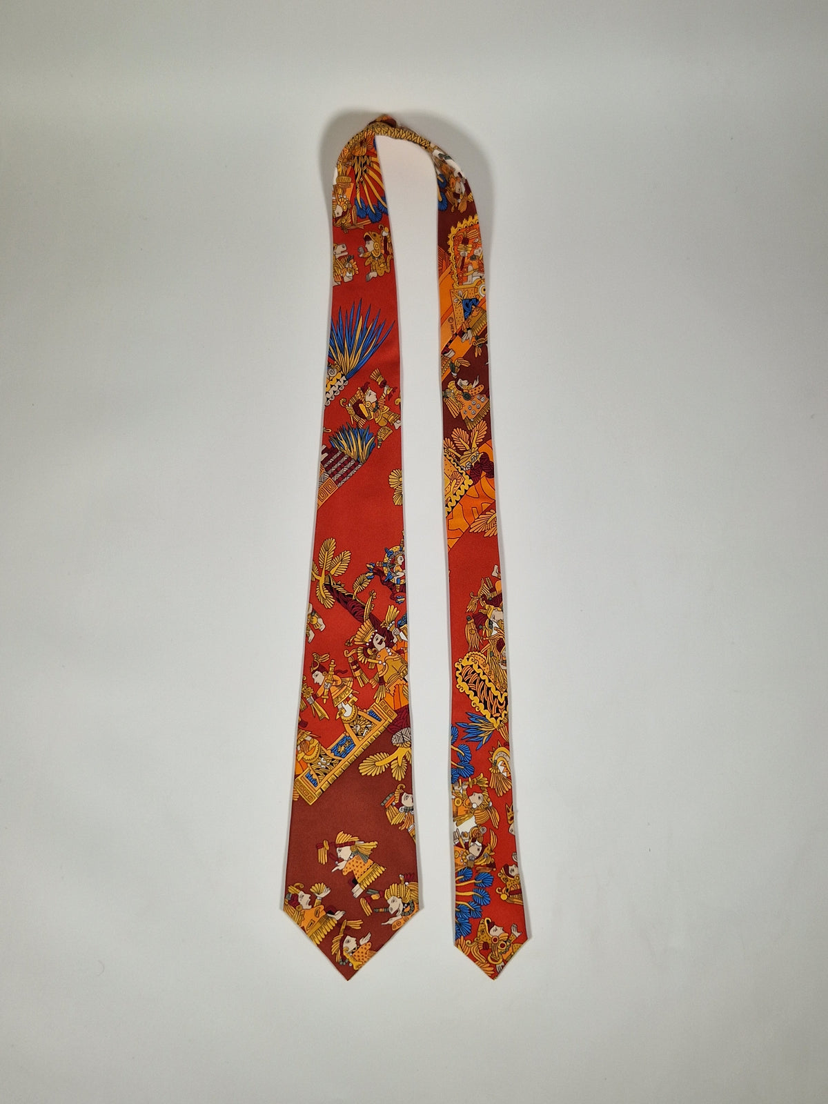 Scarf no code Hermès tie red ethnical pattern