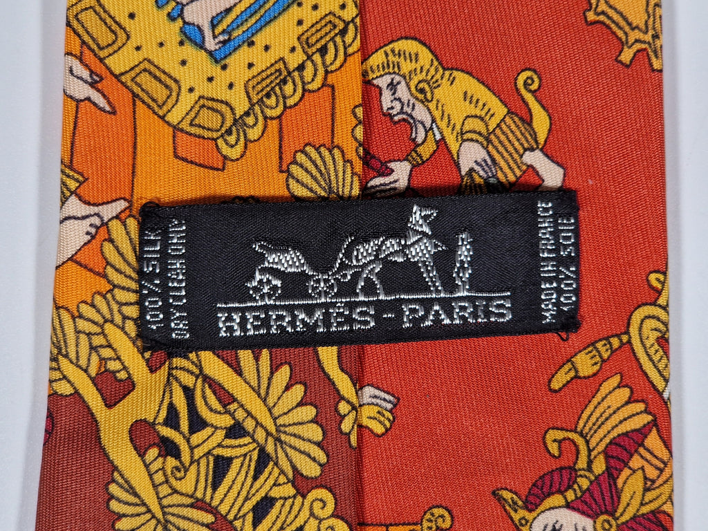 Scarf no code Hermès tie red ethnical pattern