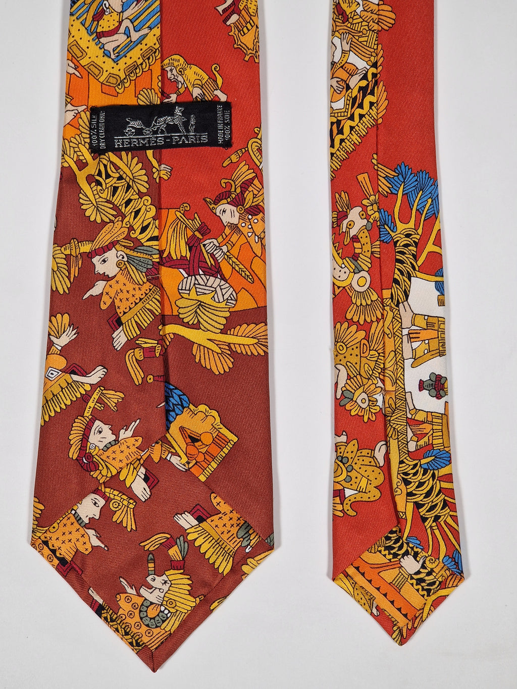Scarf no code Hermès tie red ethnical pattern