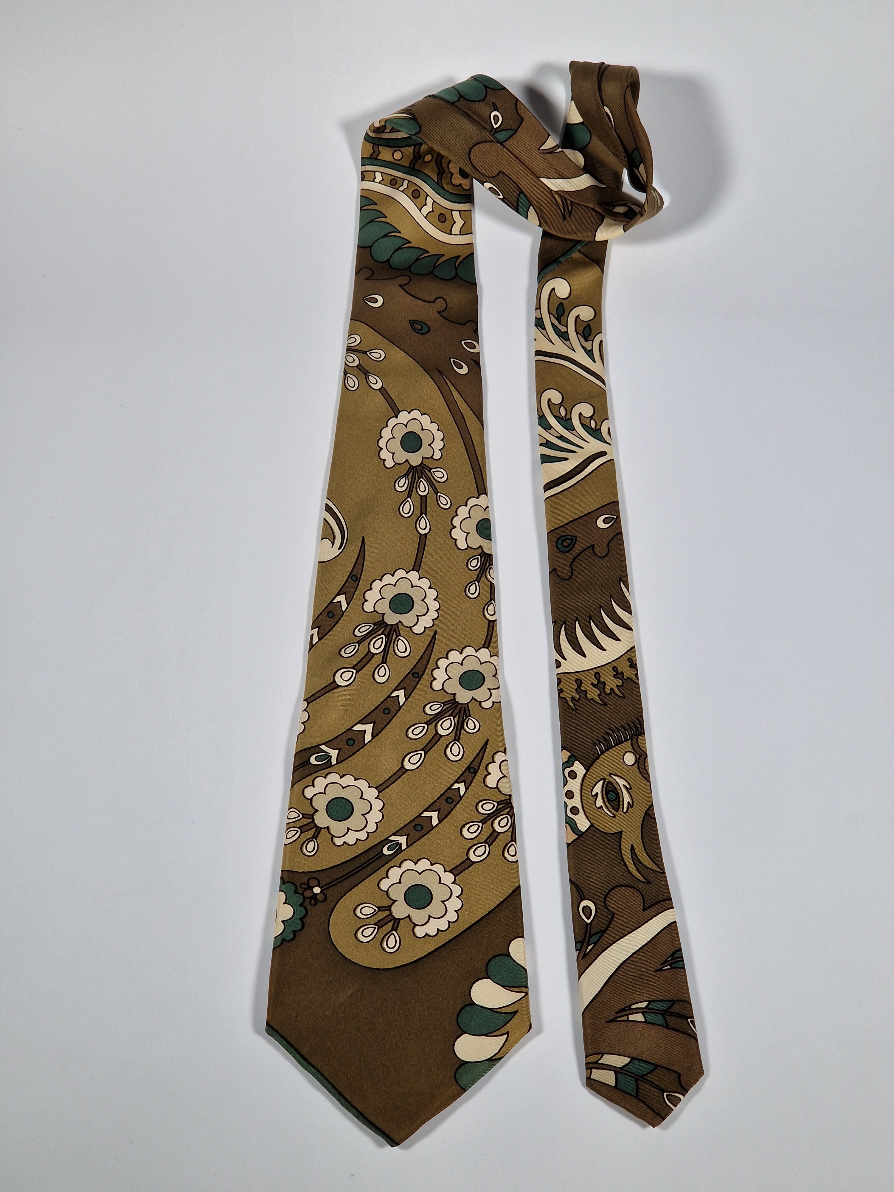 Hermés vintage brown silk scarf tie