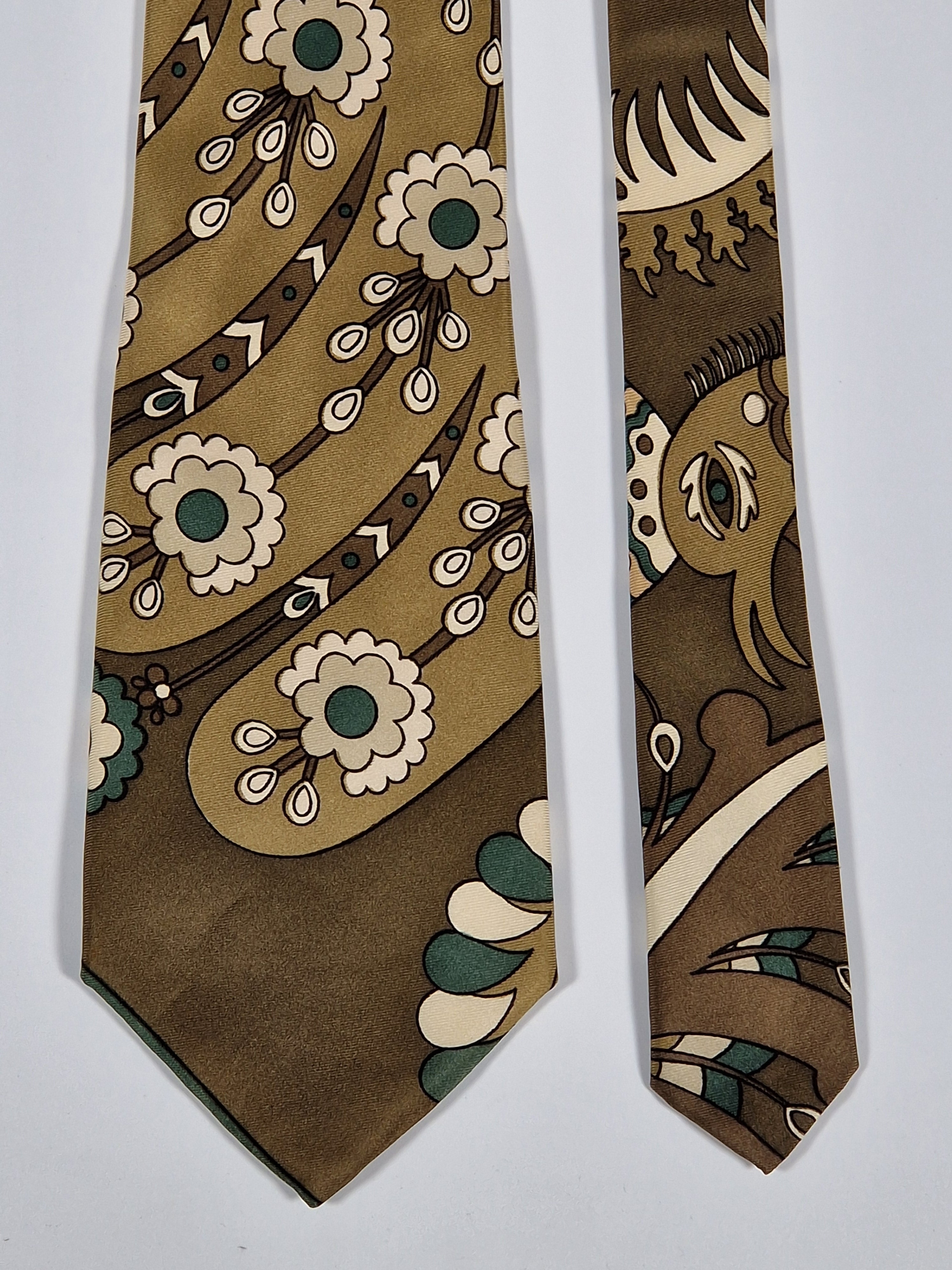 Hermés vintage brown silk scarf tie