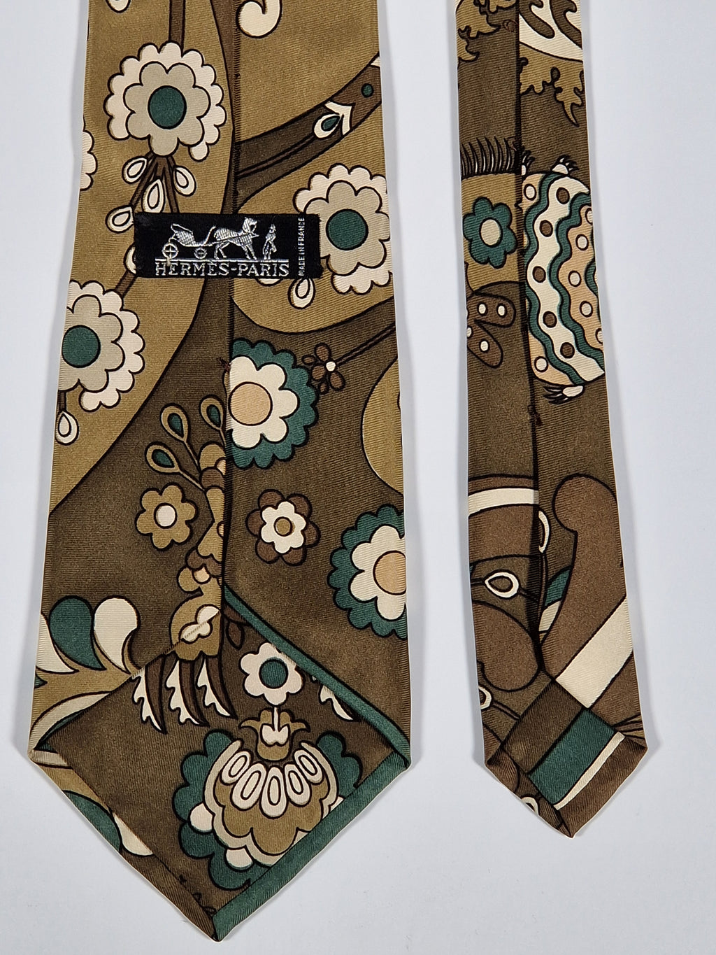 Hermés vintage brown silk scarf tie